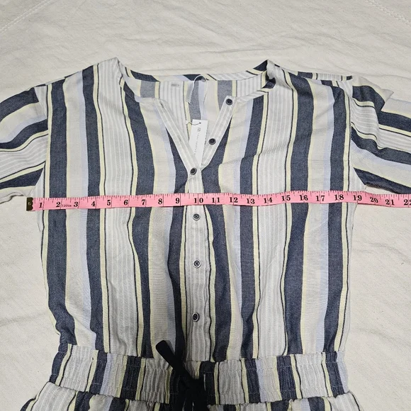 NWT Travis Matthew LUCKY LOO Navy stripe romper With Pockets! Sz S - Picture 8 of 14